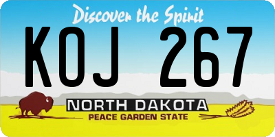 ND license plate KOJ267