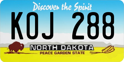 ND license plate KOJ288