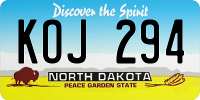 ND license plate KOJ294