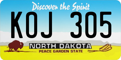 ND license plate KOJ305