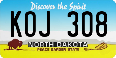 ND license plate KOJ308