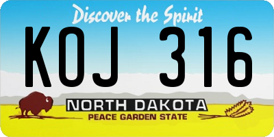 ND license plate KOJ316