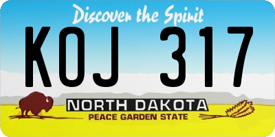 ND license plate KOJ317