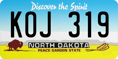ND license plate KOJ319