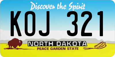ND license plate KOJ321