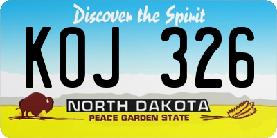 ND license plate KOJ326