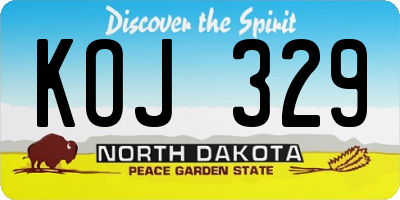 ND license plate KOJ329