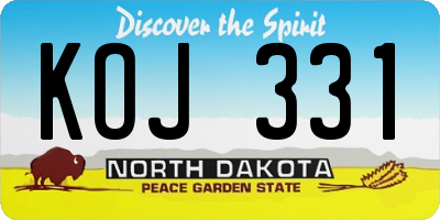 ND license plate KOJ331