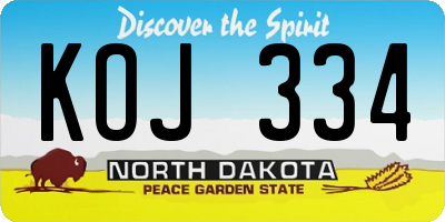 ND license plate KOJ334