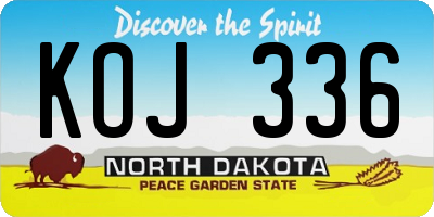 ND license plate KOJ336