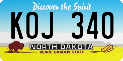 ND license plate KOJ340