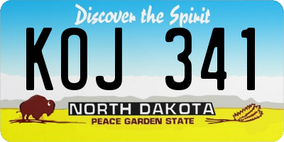 ND license plate KOJ341