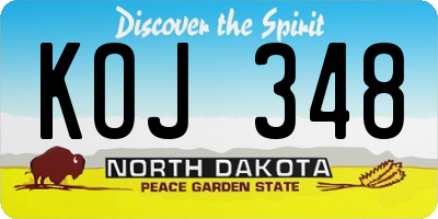 ND license plate KOJ348