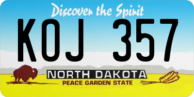 ND license plate KOJ357