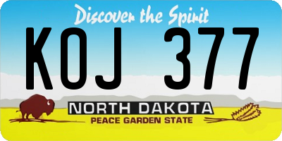 ND license plate KOJ377