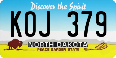ND license plate KOJ379