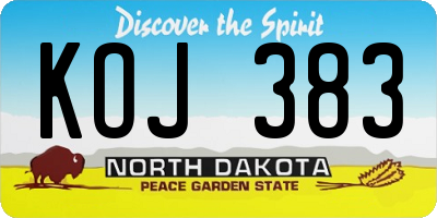 ND license plate KOJ383