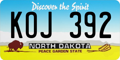 ND license plate KOJ392