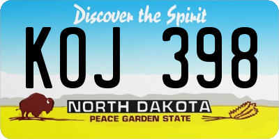 ND license plate KOJ398