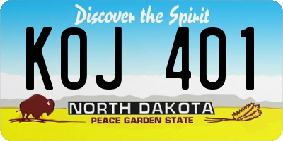 ND license plate KOJ401