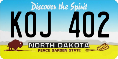 ND license plate KOJ402