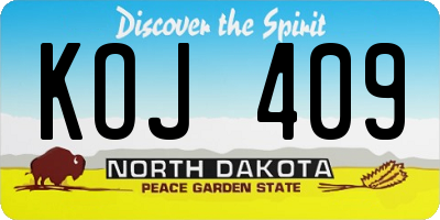 ND license plate KOJ409