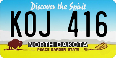 ND license plate KOJ416
