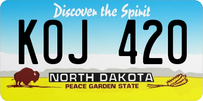 ND license plate KOJ420