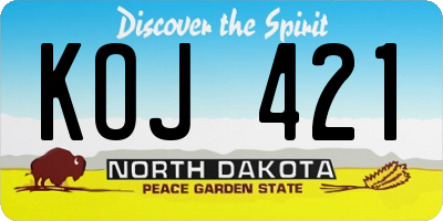 ND license plate KOJ421