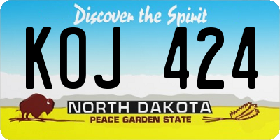 ND license plate KOJ424