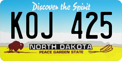 ND license plate KOJ425
