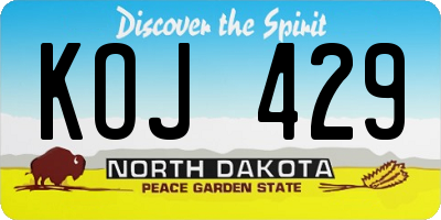 ND license plate KOJ429