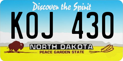 ND license plate KOJ430