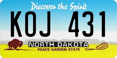 ND license plate KOJ431