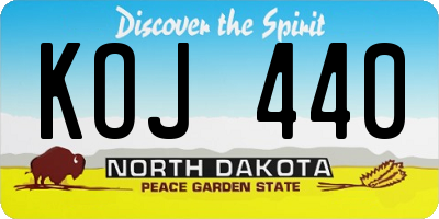 ND license plate KOJ440
