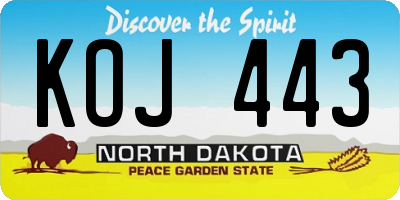 ND license plate KOJ443