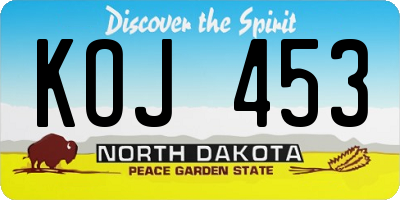 ND license plate KOJ453