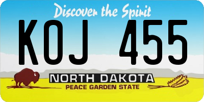 ND license plate KOJ455