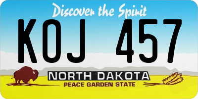 ND license plate KOJ457
