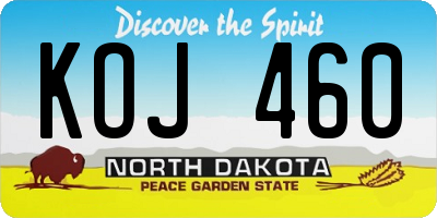 ND license plate KOJ460