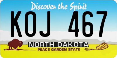 ND license plate KOJ467