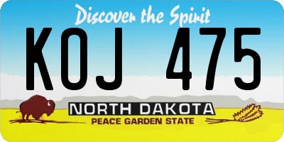 ND license plate KOJ475