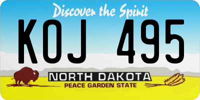 ND license plate KOJ495