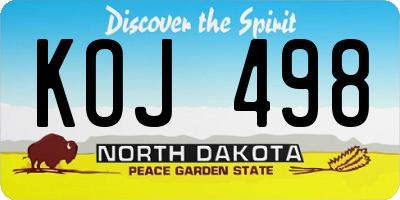 ND license plate KOJ498