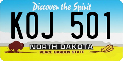 ND license plate KOJ501
