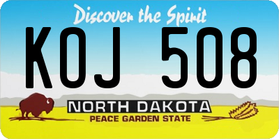 ND license plate KOJ508