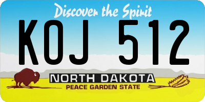 ND license plate KOJ512
