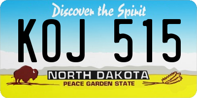 ND license plate KOJ515