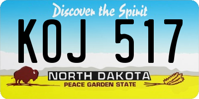 ND license plate KOJ517