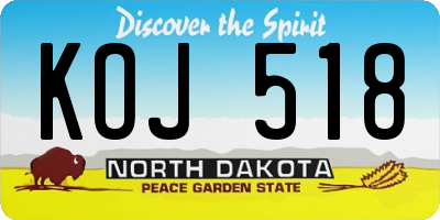 ND license plate KOJ518